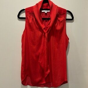 Loft Red Sleeveless Neck Tie Silky Tank Top Small